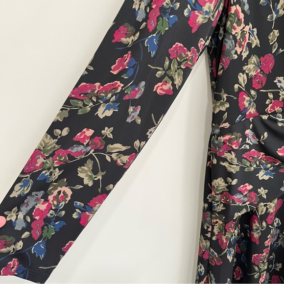 Lauren Ralph Lauren Black Moody Floral Surplice Stretch Jersey Midi Dress 16 - Picture 8 of 15